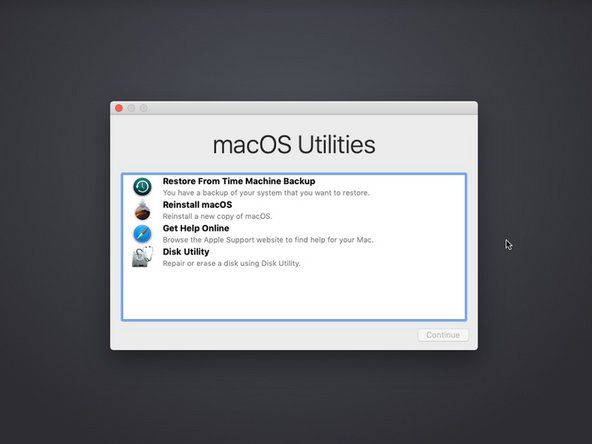När Internetåterställning har laddats ser du skärmen för återställning av MacOS.' alt=