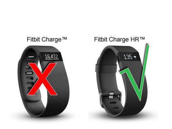 Denne reparasjonen fungerer bare på Fitbit Charge HR-modellen, ikke den eldre Chargen uten hjertefrekvens. Batteriene er forskjellige.' alt=