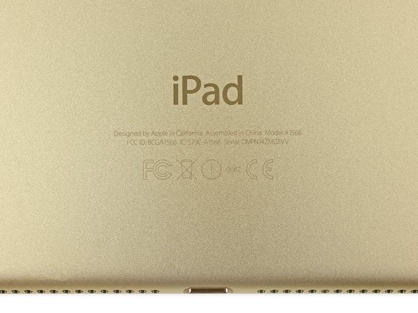 iPad Air 2は、新しいモデル番号パターンA15XXの始まりを示しています。この場合、iPad Air 2Wi-Fiのモデル番号はA1566です。' alt=
